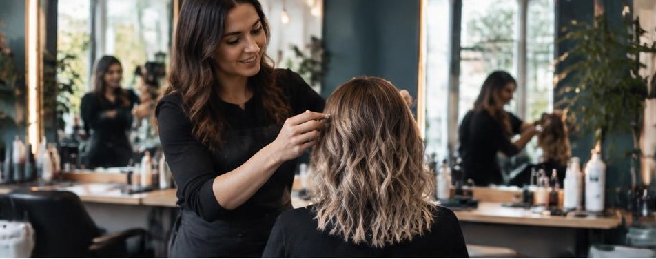 Illustrative hair salon scene showing the people and work behind the business