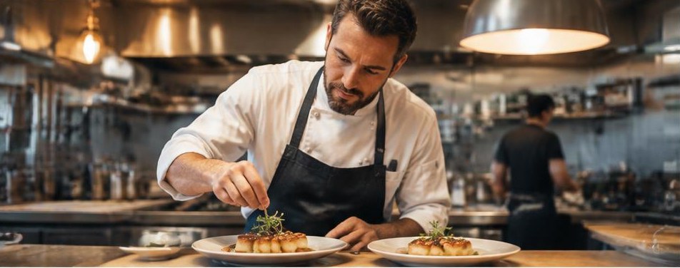 Illustrative fine dining restaurant scene showing the people and work behind the business