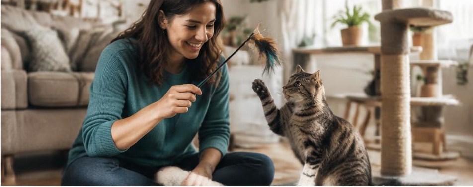 Illustrative pet sitter scene showing the people and work behind the business