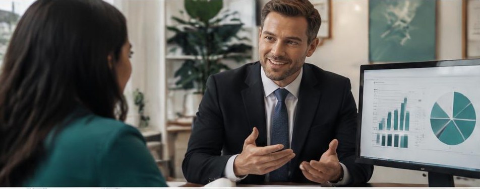 Illustrative financial advisor scene showing the people and work behind the business