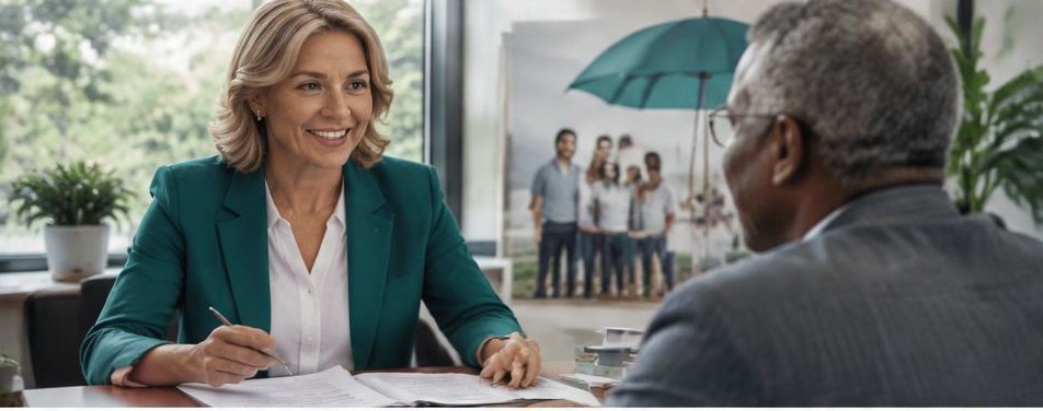 Illustrative insurance broker scene showing the people and work behind the business