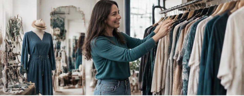 Illustrative clothing boutique scene showing the people and work behind the business