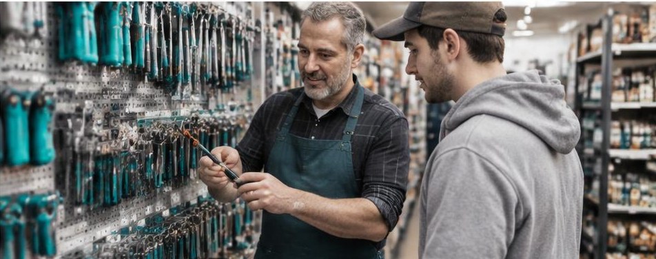 Illustrative hardware store scene showing the people and work behind the business