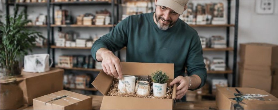 Illustrative subscription box business scene showing the people and work behind the business